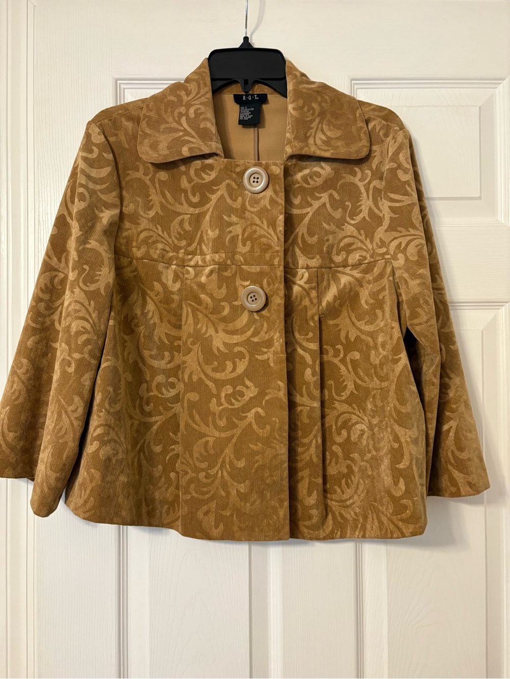 Women's Tan Patterned Button-Front Jacket